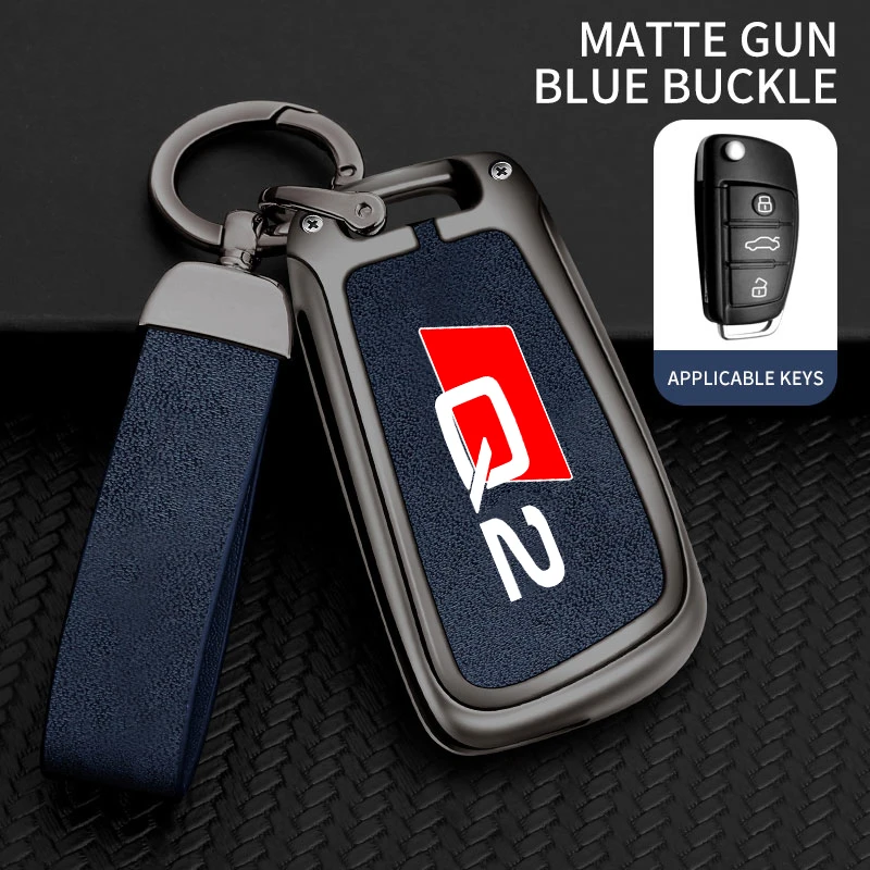 Key Case Key Case Cover Car Key Shell Remote Control Case Cover Zinc Alloy Style Car Key Case Cover Shell For AUDI Q2 SQ2 Remote Control Protector Keychain Auto Accessories