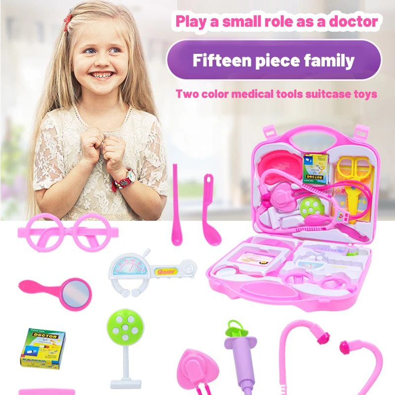 

14pcs/set Children Simulation Doctor Pretend Toys Kids Doctor Set Medicine Trolley Case Kids Toys Doctor Set for Kids