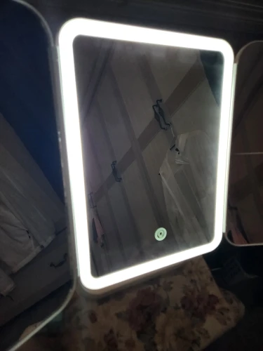 Trifold Makeup Mirror LED Lights Dorm Dressing Mirror Beauty Light up your fill light with Smart Complementary photo review