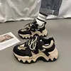 Black Brown Chunky Sneakers Women Spring Autumn Thick Bottom Dad Shoes Woman Fashion PU Leather Platform Sneakers Ladies D268 5