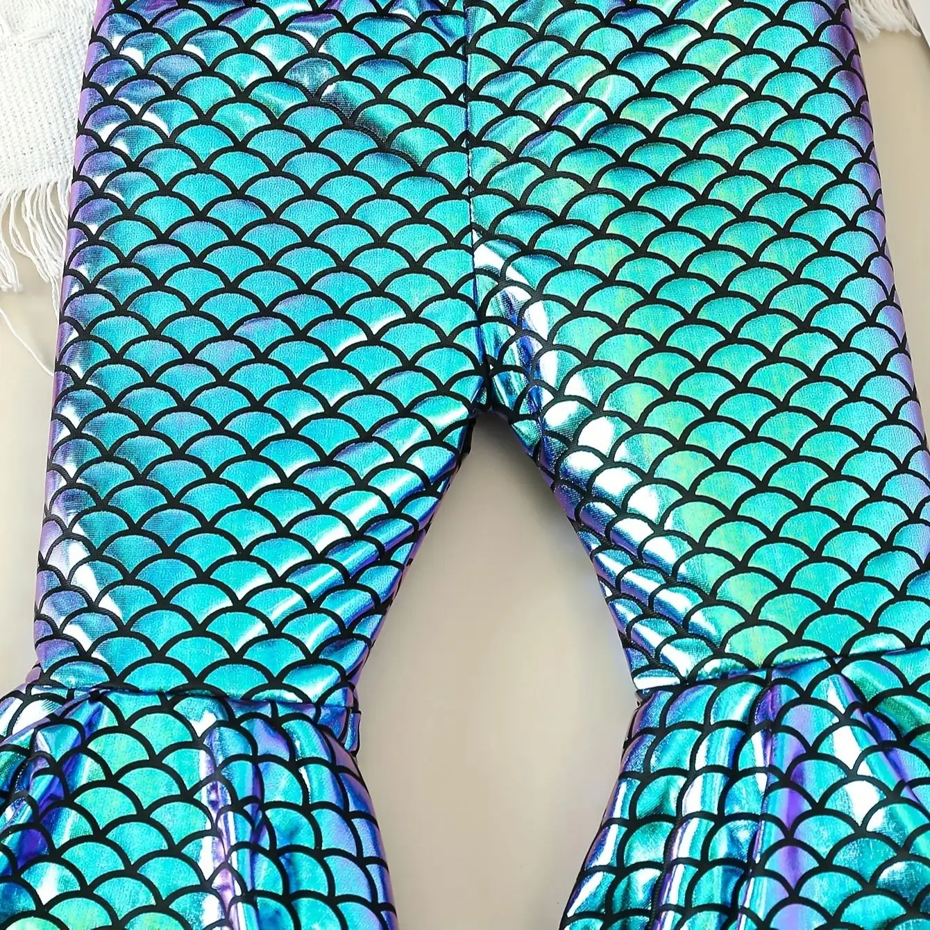 Autumn Spring Baby Girls Pants Mermaid Fish Scale Print Fashion Flared Pants Leather Baby Clothes baby trousers