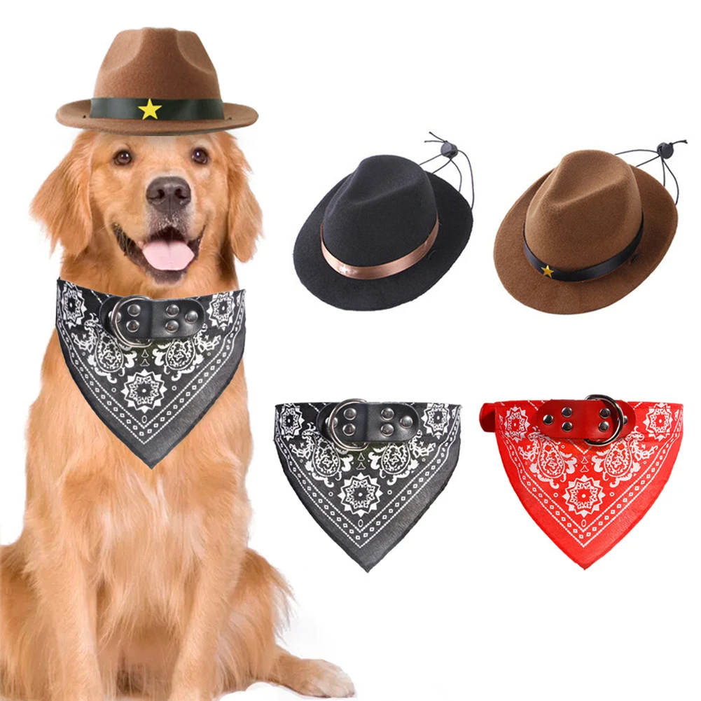 

Pet Cowboy Hat With Saliva Towel Soft Breathable Dog Halloween Costumes Pet Supplies For Dogs Cats