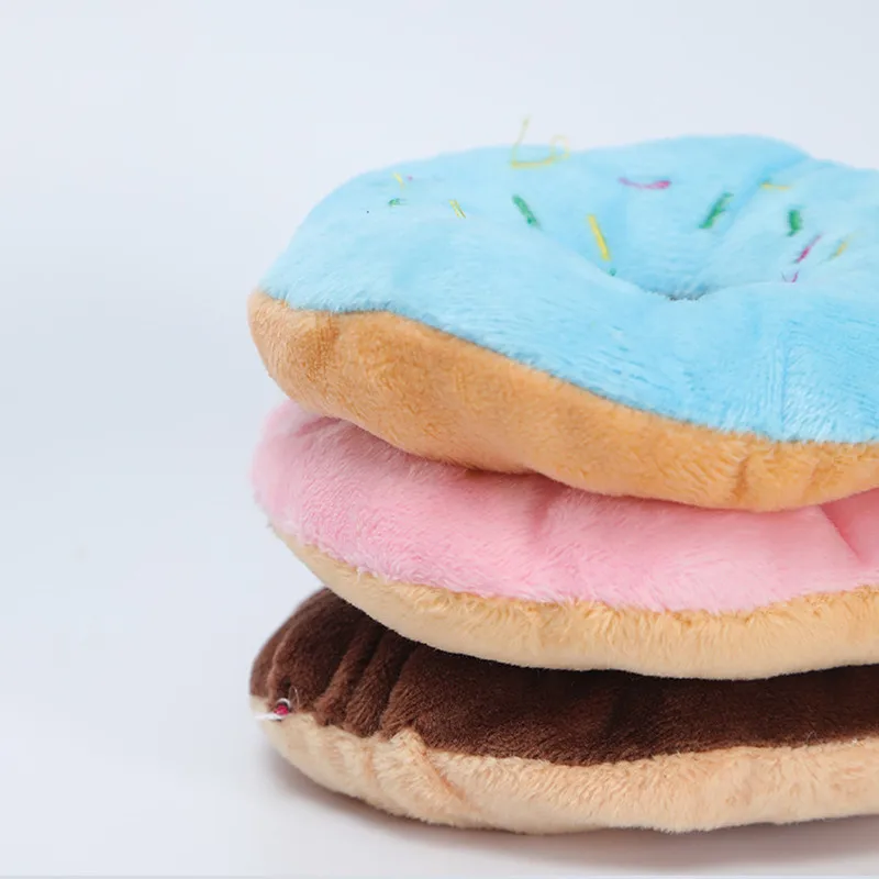 Soft Dog Donuts Plush Pet Dog Toys For Dogs Chew Toy Cute Puppy Squeaker Sound Toys Funny Puppy Small Medium Dog Interactive Toy 3