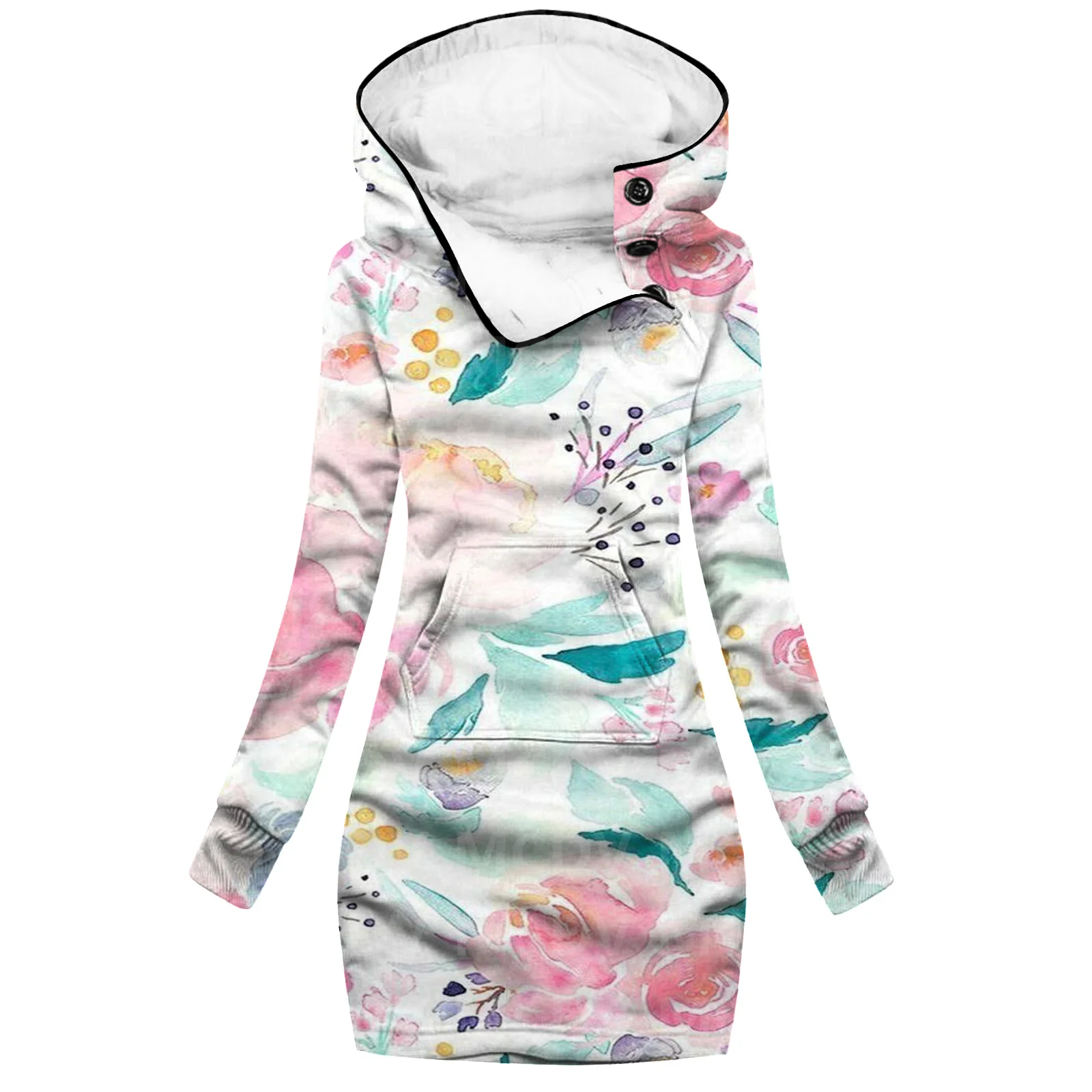 Flowers 3D Printed Hoodie Dress Novelty Hoodies Women Casual Long Sleeve Hooded Pullover Tracksuit 01