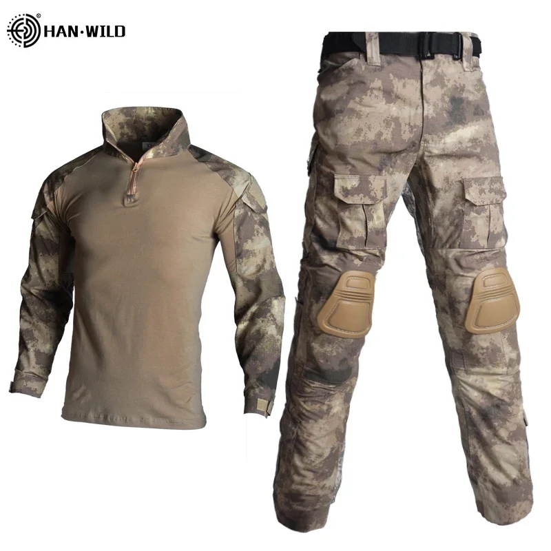 Tuta Tattica Militare Dell'Esercito Forze Speciali Uniforme Militar S Camicia Da Combattimento Da Caccia + Pantaloni Cargo Ginocchiere Giacca A Vento