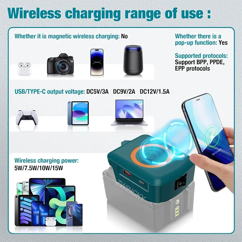 Magnetic Wireless Charger with USB/Type-C Fast Charging Adapter