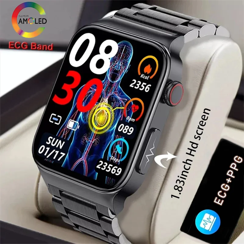 

New ECG+PPG Non-invasive blood sugar Smartwatch 1.83-inch HD touch screen ip68 waterproof multi-sport health Smartwatch +box