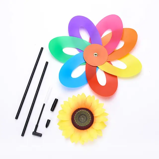 Színes Koszorú Napfényes Szélmalom Szélfutó Vízálló Kültéri Kerti Dekorációs Hely Elrendezés Pinwheels Chlidren Ajándékok - Image 3