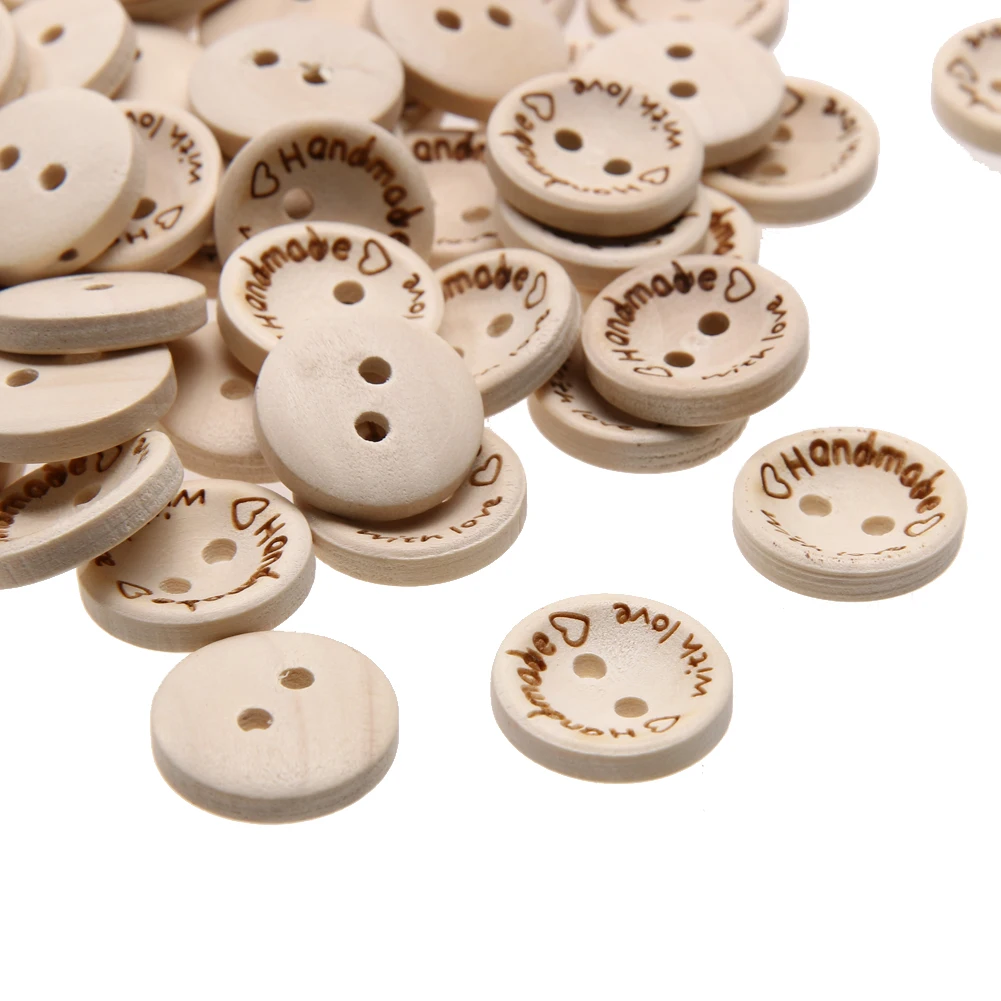 100pcs Handmade Buttons 15/20/25mm DIY Fastener Buttons Decor Craft Supplies Environmental for Sewing Knitting Handcraft