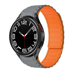 Magnetic Silicone Bracelet Strap - Watch 5 Pro 45mm (Gray Orange)