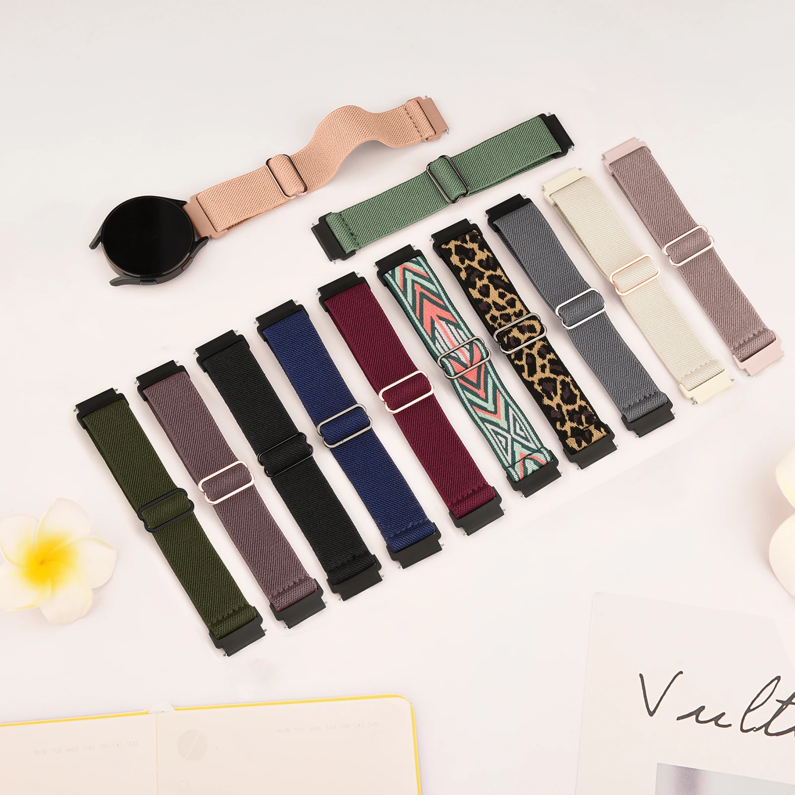 Elastic Nylon Sport Strap, 20mm/22mm - Versatile and Comfortable Band for Smartwatches