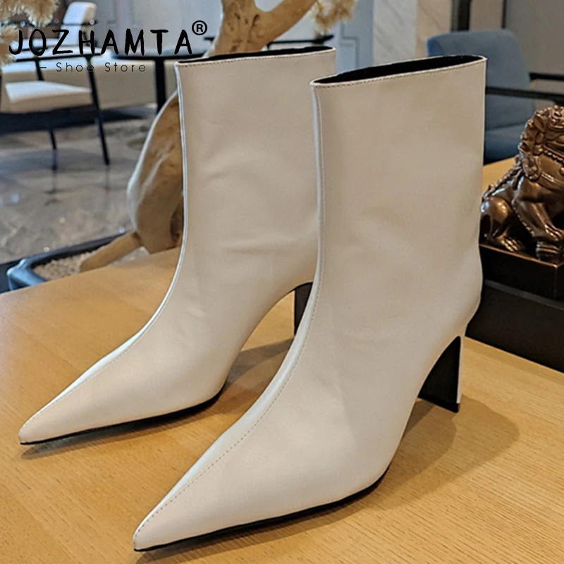 

JOZHAMTA Size 34-43 Women Ankle Boots Sexy Pointed Toe High Heels Shoes For Women Winter 2023 Luxury Brand Elegant Heel Booties