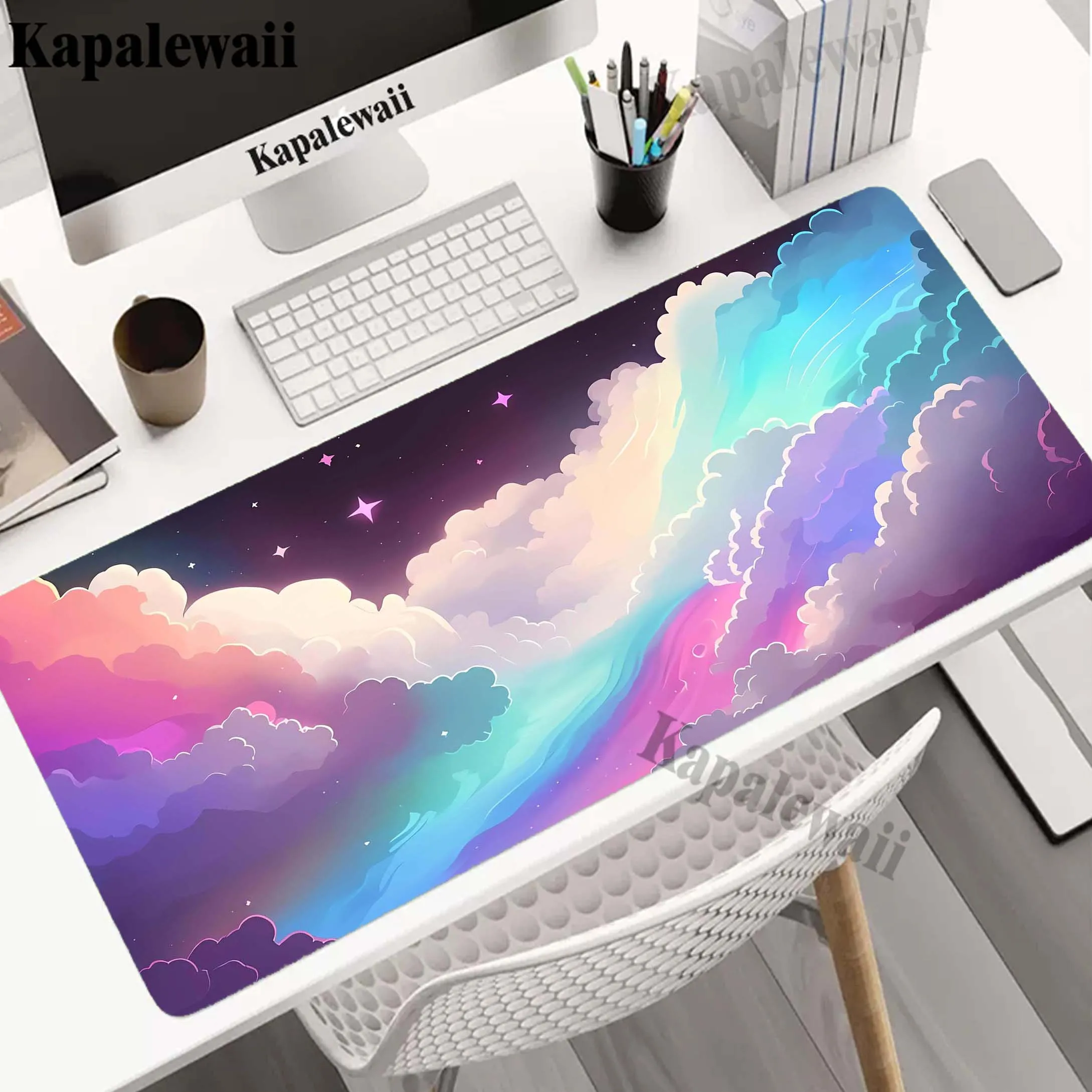

Cute Colour Pink Cloud Sky Gaming Mouse Pad Large Mousepad Rubber Mouse Mat Non-slip Desk Mats Keyboard Mat 900x400mm XXL