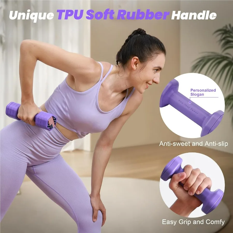 Adjustable Dumbbell Set of 2, 4 in 1 Hand Weights for Women at Home, 5 lb Weights Dumbbells set of 2, Each 2lb 3lb 4lb 5lb with