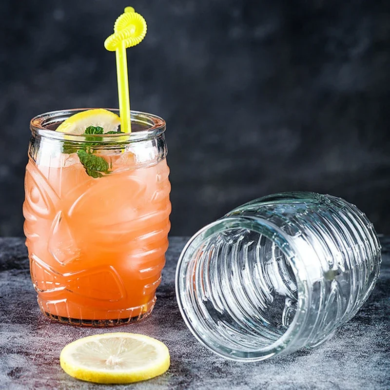 Drinking Glass Bar Grimace Cocktail Glass Thickened Totem Glass Tiki Cup Halloween Grimace Drink Juice Hawaii Drinkware Bar Gifts