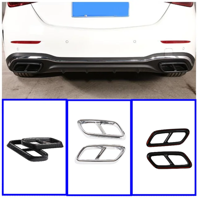 ST Zubehör 2 PCS ABS Carbon Faser Auto Auspuffrohr Abdeckung Trim Schwanz  Kehlen Schalldämpfer Gehäuse Für Mercedes C Klasse w206 2022-23 - AliExpress