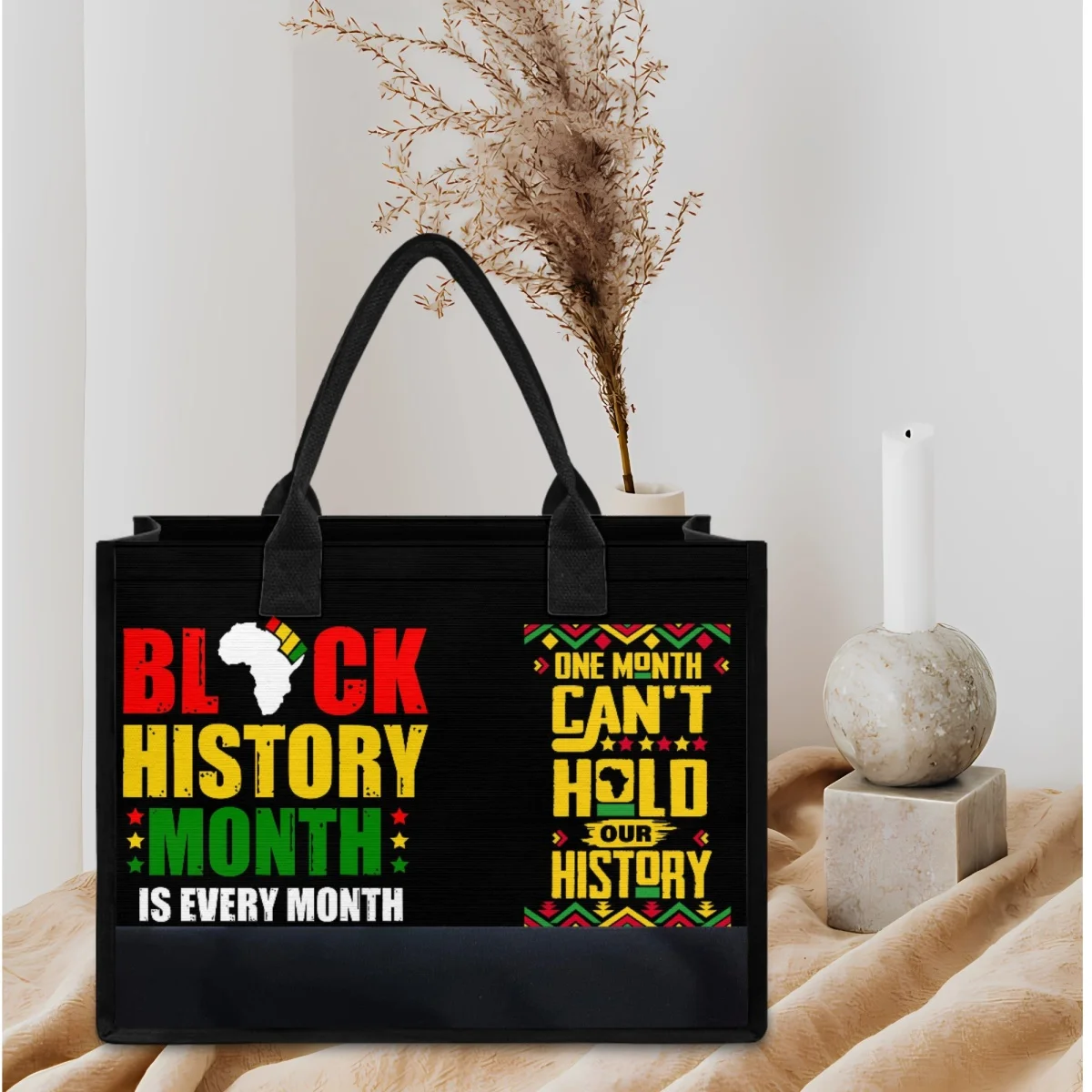 

Пляжная сумка черного цвета с изображением истории месяца, коллекция 1865, дорожные портативные модные сумки, холщовые вместительные сумки через плечо для покупок для девочек