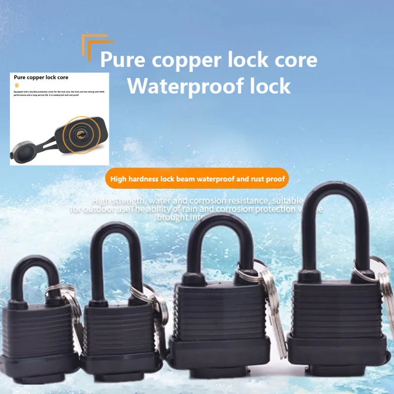 Rubber Shell Anti-rust Padlock Outdoor Waterproof Anti-theft Lock Balcony Window Lock Courtyard Door Long Beam Large 1Piece