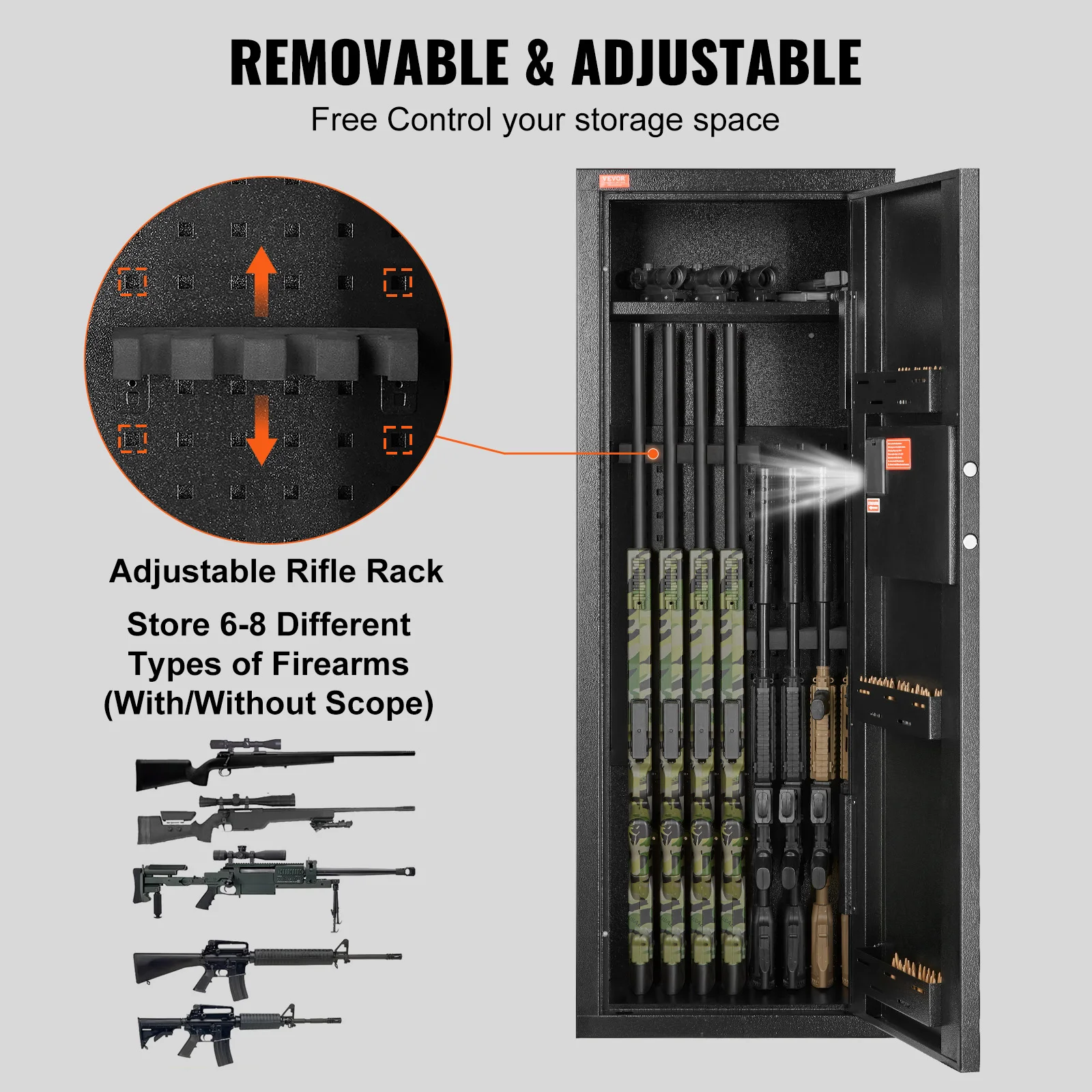 VEVOR Tall Gun Safe for 6 to 12 Rifles