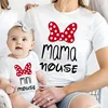 Mama Mouse & Mimi Mouse Print Family Outfits Short Sleeve Family Matching Outfit Mom Tshirt+Newborn Romper Baby Mom Clothes 3