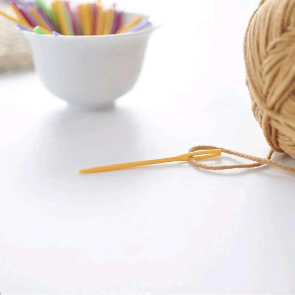20PCs Mixed Color 7cm/9cm Plastic Knitting Needles Crochet Hooks Wool Yarn  Needle Children DIY Sweater