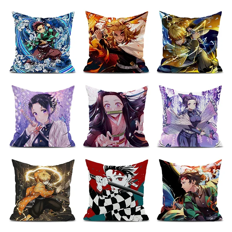 

Body Pillow Covers Decorative Cushions Cover for Sofa Demon Slayer Pillowcases 50x50 Throw Pillows Pillowcase 40x40 Pilow Cases