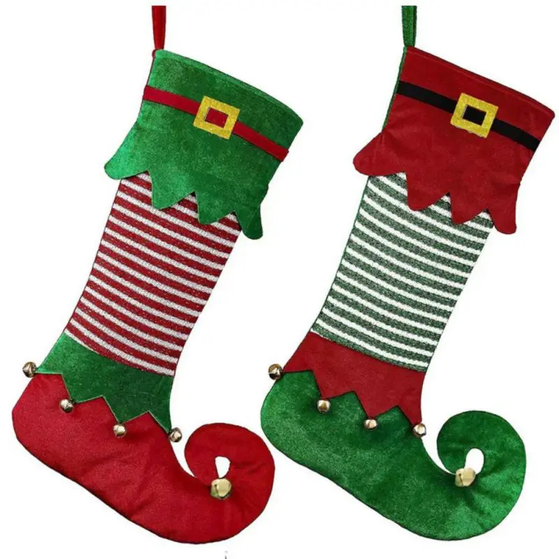 1PC Christmas Elf Socks Candy Bag Tree Decorations Home Xmas Ornaments Hanging Pendants Navidad Party