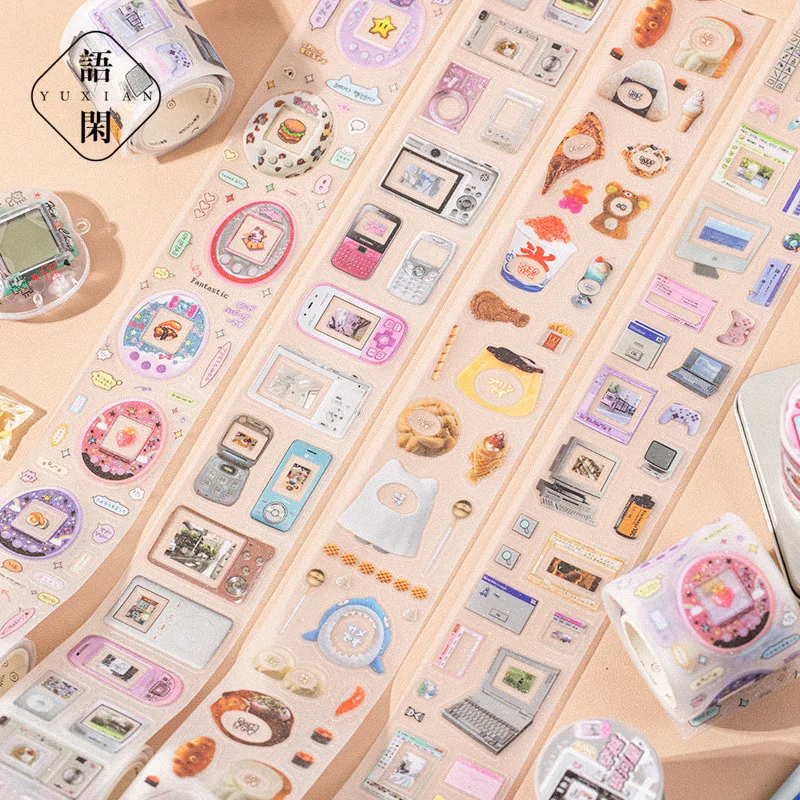 Ins Style Cute Y2K Glitter Decoration Adhesive Tape Planner Handbook DIY Scrapbooking Journal Collage Material Stickers 2