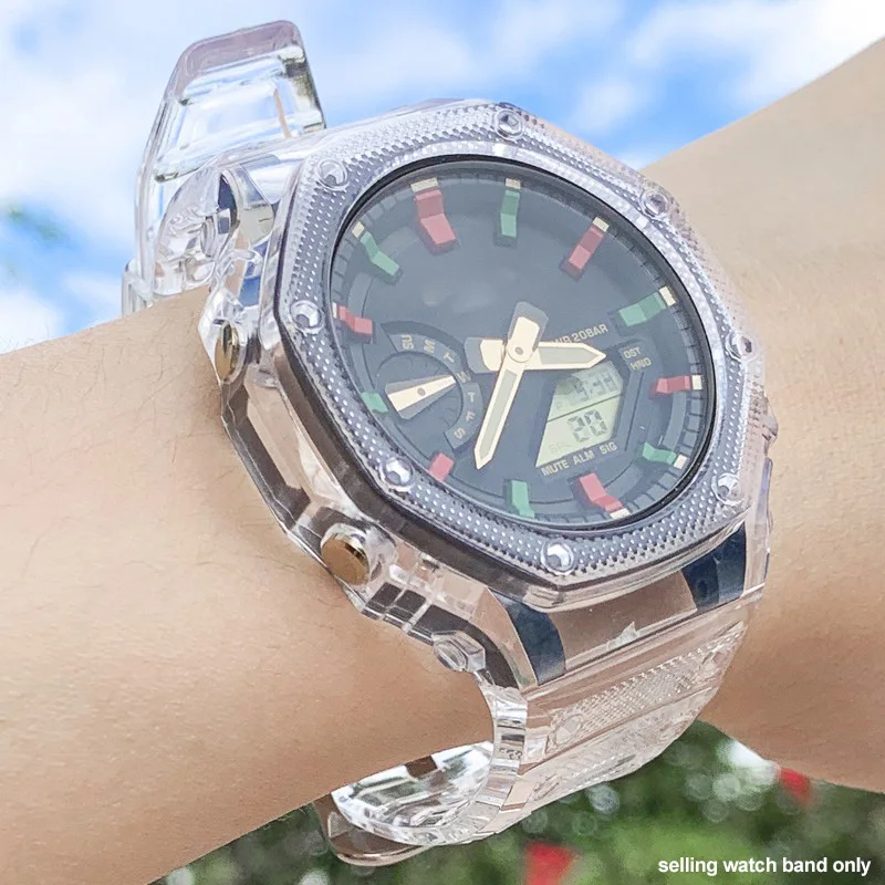 MONTRE CASIO G-SHOCK GA-2100 Transparent Cadran Gshock Dégradé Bleu
