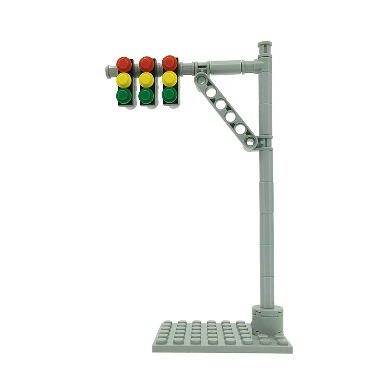 시티 스트리트 뷰 가로등 신호 교통 램프 조명, MOC 빌딩 블록 장난감, 어린이용 DIY 장난감