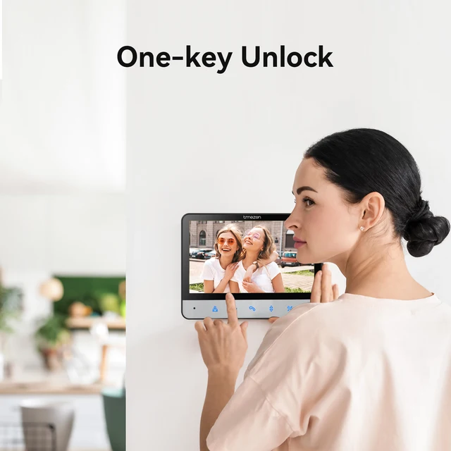 TMEZON video door intercom doorbell intercom system,  7 inch 1 monitor 1 camera touch button, night vision 2