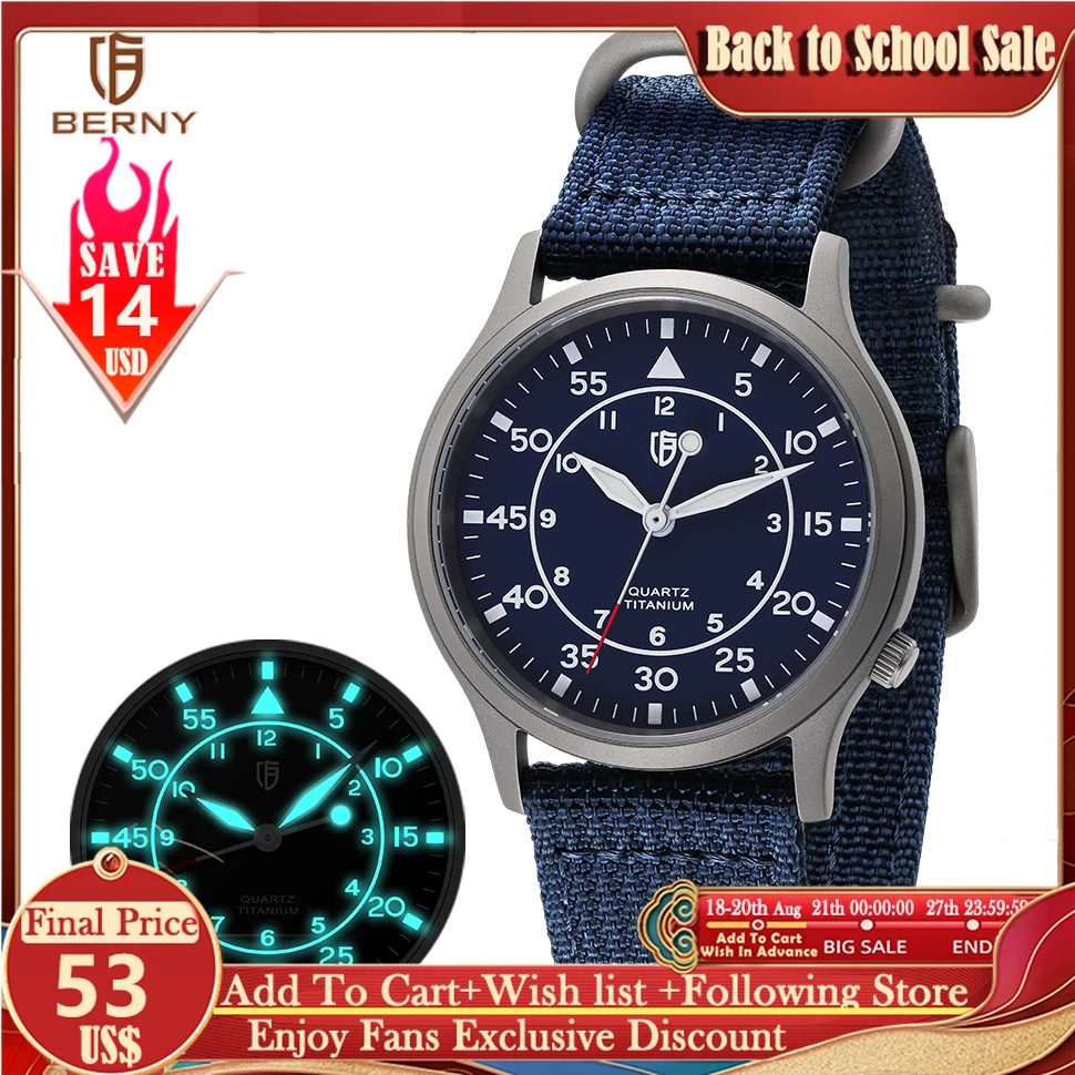 Orologio BERNY In Titanio Uomo – Vetro Zaffiro, Movimento Giapponese VH31, 5ATM