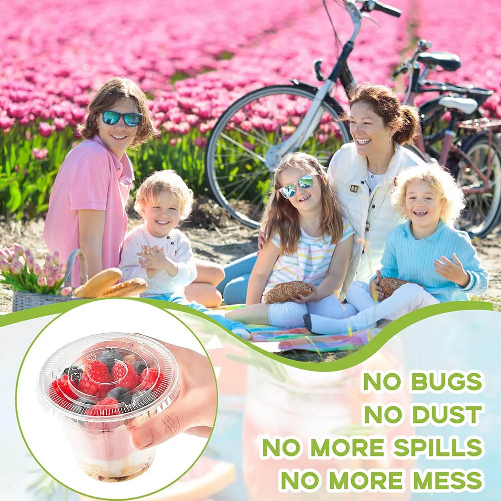 9 oz Clear Plastic Yogurt Parfait Cups with Lids Disposable To Go Cereal Cups for Breakfast Snack Fruit, Veggies and Dips