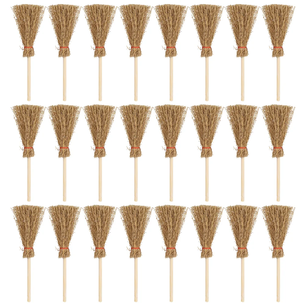 

Sewroro Witch Broom Broom 25Pcs Mini Broom Hanging Witches Prop Broom Miniature Artificial Mini Straw Brooms Halloween Party