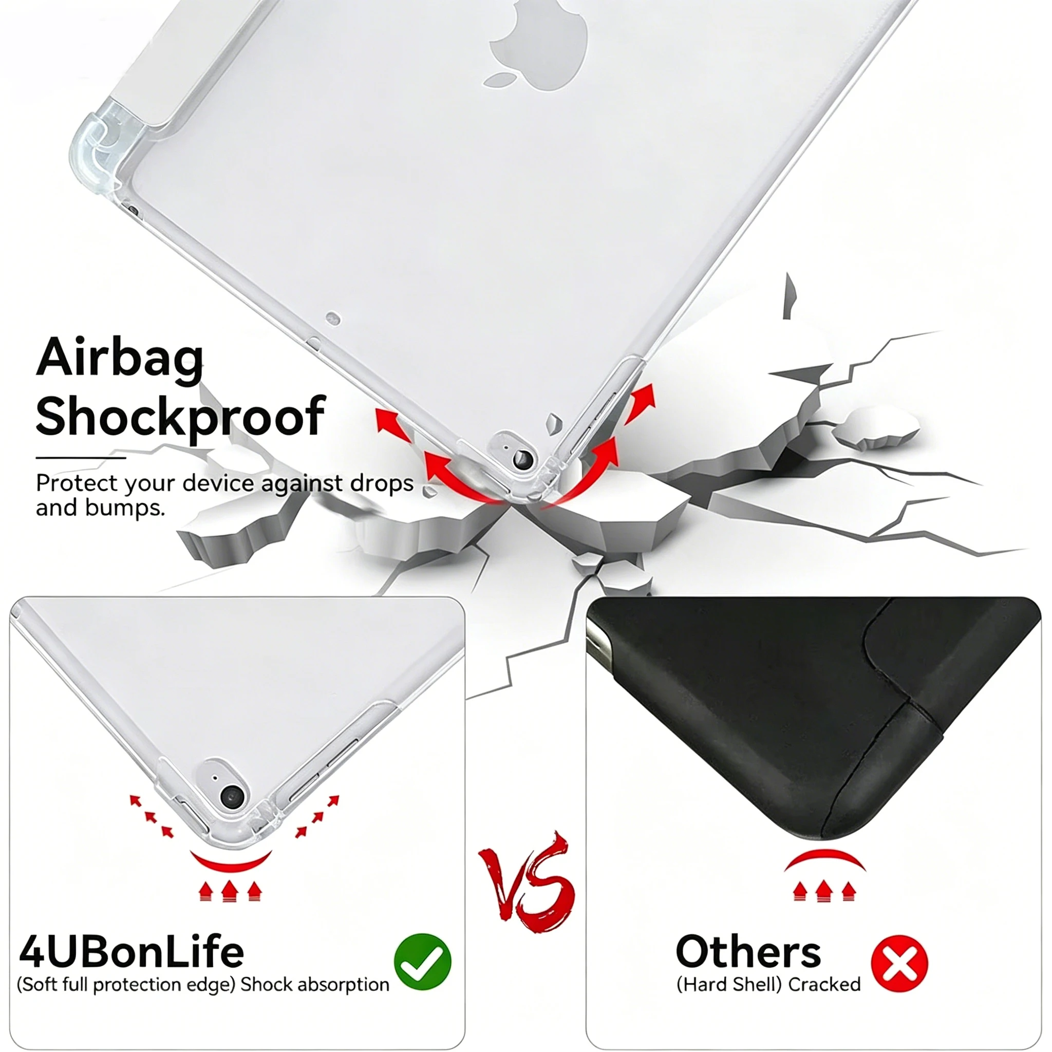 Lightweight Protective iPad Case with Stylus Holder - Soft TPU Cover