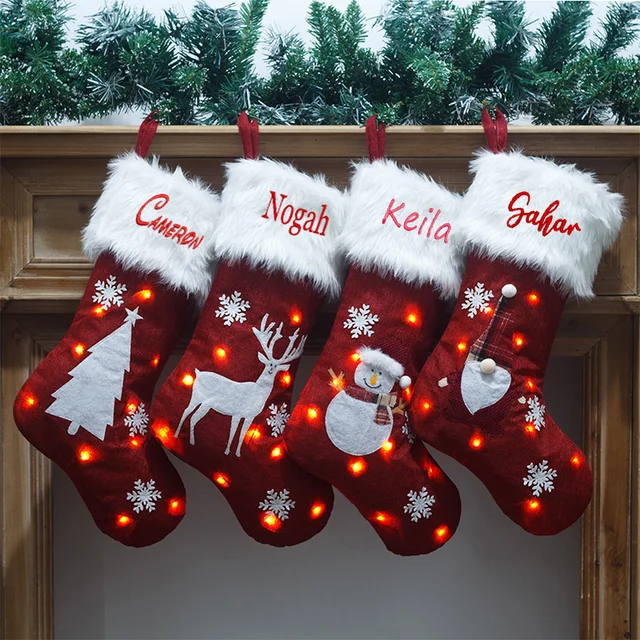 Custom Name Christmas Stocking with Lights 1