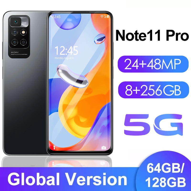 Global version Note 11 Pro 6.1 HD Full screen 5G Android Smartphone 8GB+256GB Mobile Phone 10 Core cellphones 24+48MP HD Camera best 5g cellphone