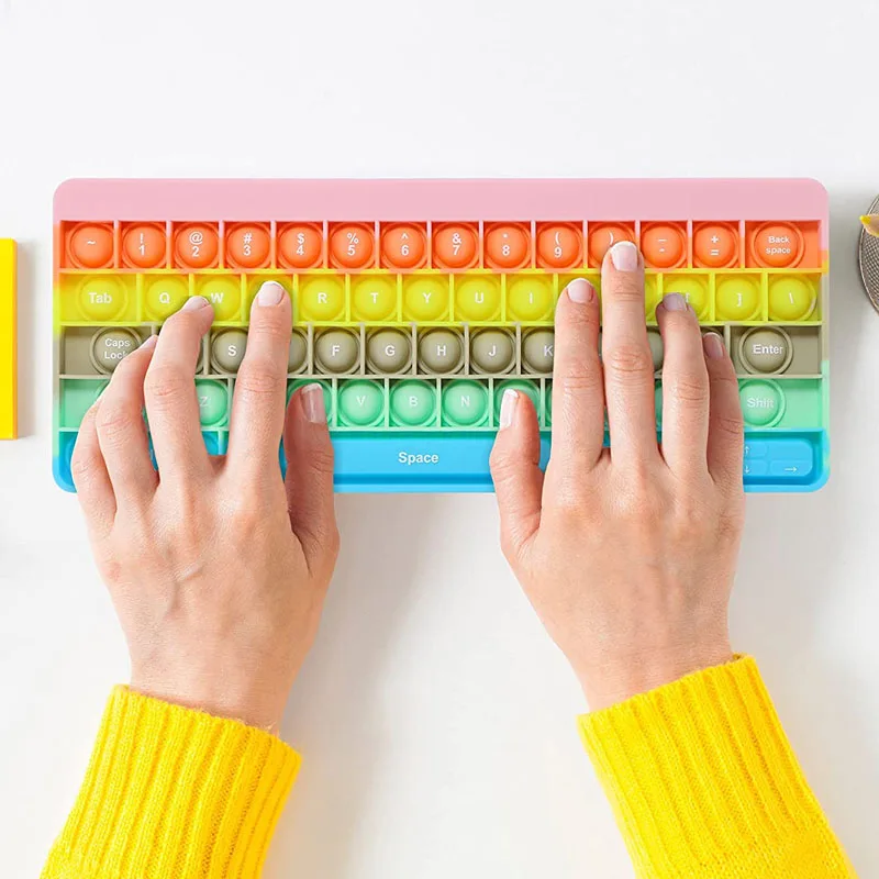 Rainbow Keyboard Push Bubble Fidget Sensory Toy ADHD ADD Autism Anxiety Stress Reliever For Kids Juguetes Antiestr&eacute;s Para Ni&ntilde;os