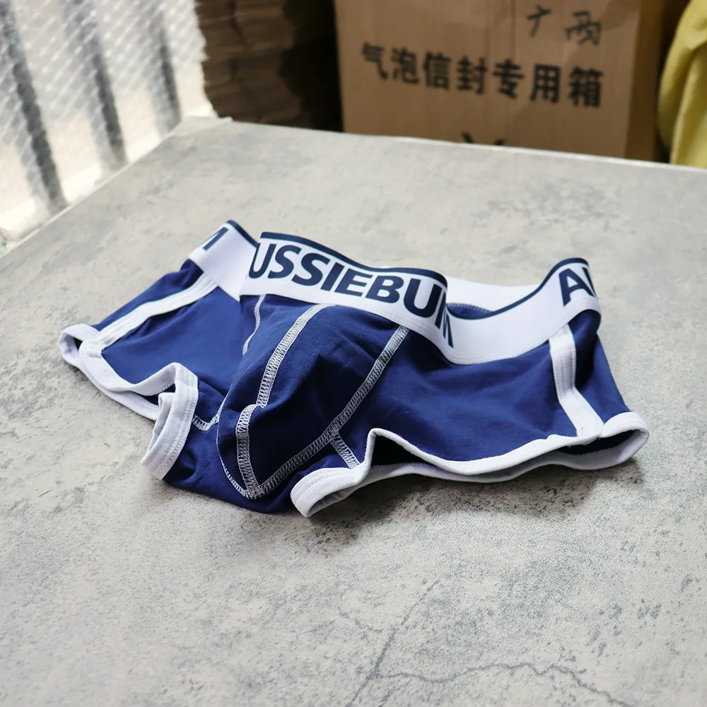 Boxer Shorts Aussiebum Men's Boxers U convex design Jockstrap Panties College style Youth Solid Color boxer shorts