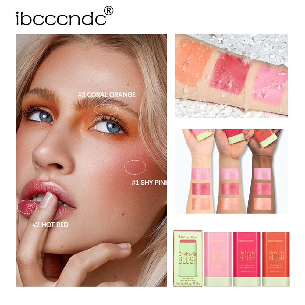 

Waterproof Makeup Blush Cream 3Colors Facil Rouge Blusher Cream Natural Silky Makeup Matte Blush Stick Pixi Makeup Korean Womenn