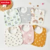 INSULAR Baby Bibs Feeding Scarf Adjustable Snap Saliva Towel Muslin Cotton Burp Cloths Animal Print Ruffled Edge Rainbow A Grade 1