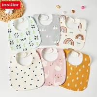 INSULAR Baby Bibs Feeding Scarf Adjustable Snap Saliva Towel Muslin Cotton Burp Cloths Animal Print Ruffled Edge Rainbow A Grade 1