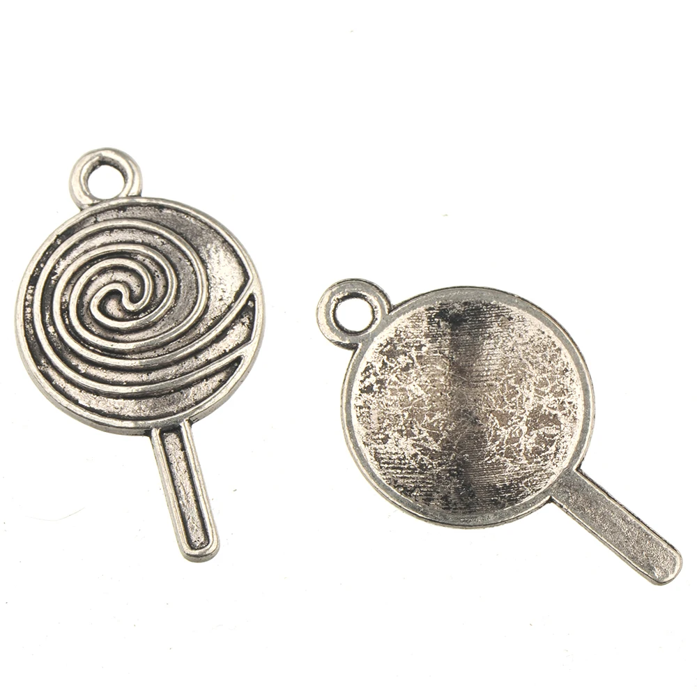 

30pcs DIY Charms Pendants Bracelets Earring Candy Lollipop Silver Plated Metal Jewelry Supplier Handicraft Decoration Components