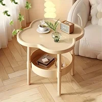 [Stylish Side Table] Stylish Modern Round Side Table with Storage Shelf | Space-Saving, Lightweight for Living Room, Bedroom 1