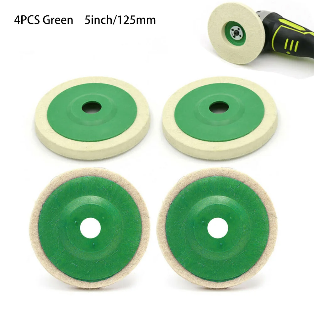 

4Pcs/set 125mm Wool Buffing Grinder Wheel Felt Polishing Glass Scratch Grinding Stainless Steel Polishing Disc Pad Set Tools