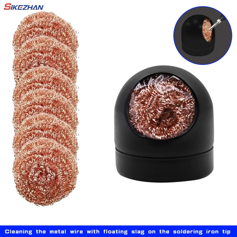 Metal Wire With Stand Set Welding Desoldering Soldering Solder Iron Tip Dross Cleaner Cleaning Steel Ball Mesh Filter Tin Remove soldering iron tip cleaner