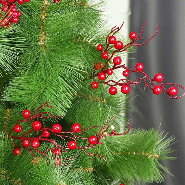 Décoration Noël Artificielle Lot De 4 Branches De Baies Artificielles Avec Pommes De Pin - Décoration Noël Naturelle Guirlande Noël Végétale