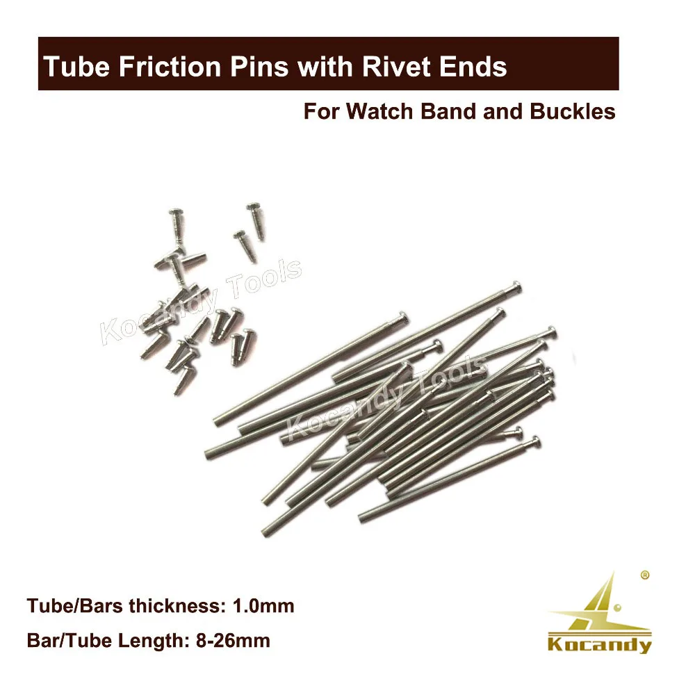 

Tube Friction Pin Pressure Bars Pins & Rivet Ends for Watch Band Clasp Straps Buckles Bracelets Thickness 1.0mm 100 pcs 8 - 26mm