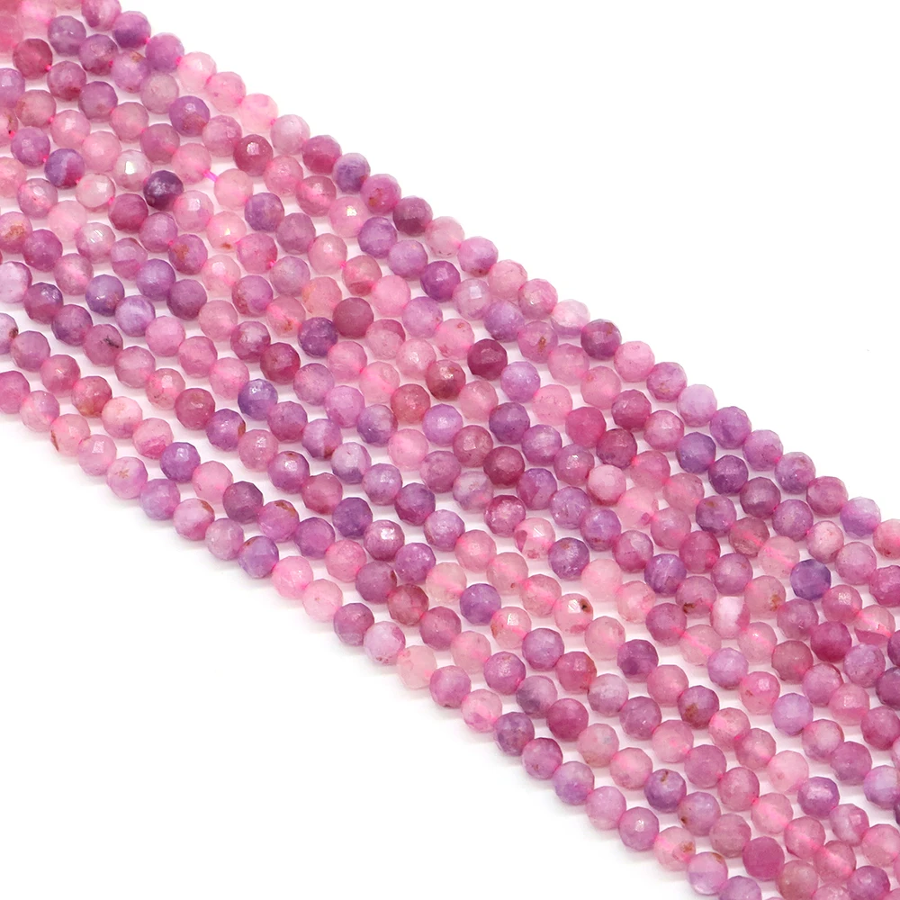 2mm 3mm 4mm 자연면 처리 된 핑크 전기석 스톤 비즈 보석에 대 한 작은 느슨한 구슬 DIY 팔찌 귀걸이 액세서리 만들기
