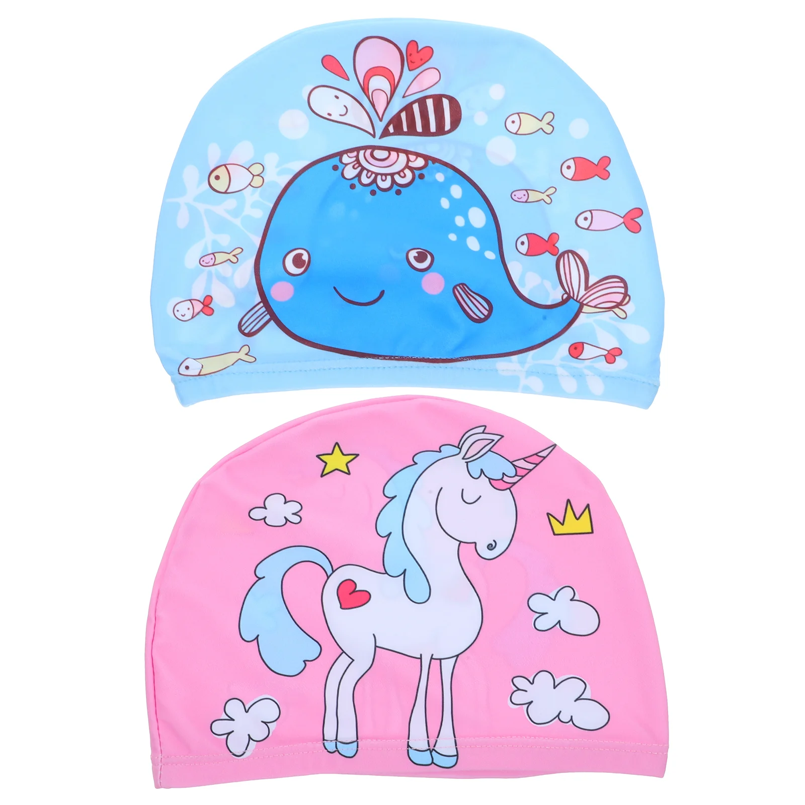 

2 Pcs Cute Whale Children's Swimming Kids for Women Baby Hat Polyester Ladies Swimwear Caps
